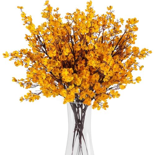Solihigh10 Pack Silk Artificial Baby's Breath Flowers Realistic Indoor Outdoor Decoration Versatile Floral Arrangements Perfect for Home Weddings Events and Parties Beautiful Elegant Decor(Orange)