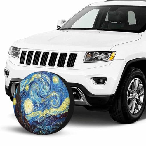 Image of Abstract Starry Sky Spare Tire Cover for RV Trailer Horror Halloween Painting at Night Wheel Protectors Weatherproof Polyester Tire Case for All Cars SUV Camper Travel 15 inch