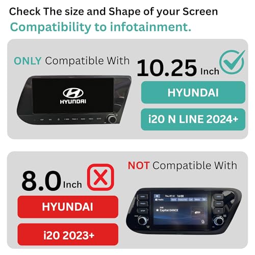 Image of Wisely 2Pcs - Screen Guard for HYUNDAI i20 N-LINE (2024-2026+) Car 10-Inch Display Infotainment System + Instrument Cluster Meter Protector - Stereo Accessories - Touch Responsive - HD Clear