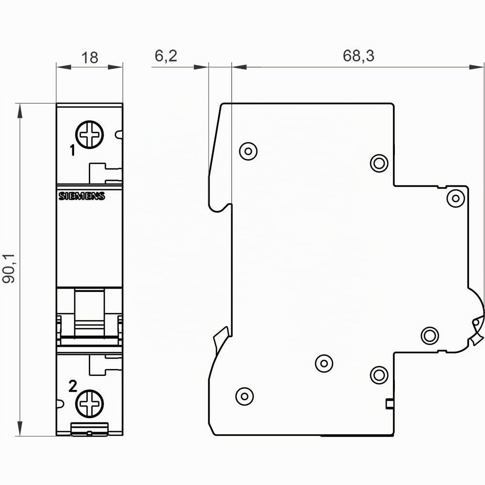 Siemens 5SL61066 Leitungsschutzschalter 6kA B6 1P in 1TE 230/400V, MCB, Sicherungsautomat…