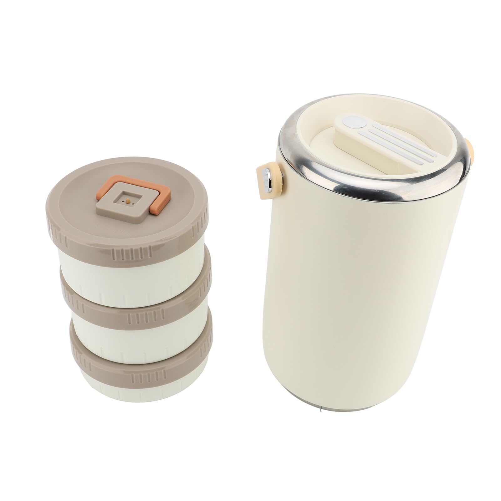 Bewinner Tarro de Comida de Acero Inoxidable de 6 Litros con Aislamiento Al Vacío, Lonchera Apilable de 3 Niveles con Asa, Contenedor de Comida Caliente a Prueba de Fugas para Viajes de Camping en
