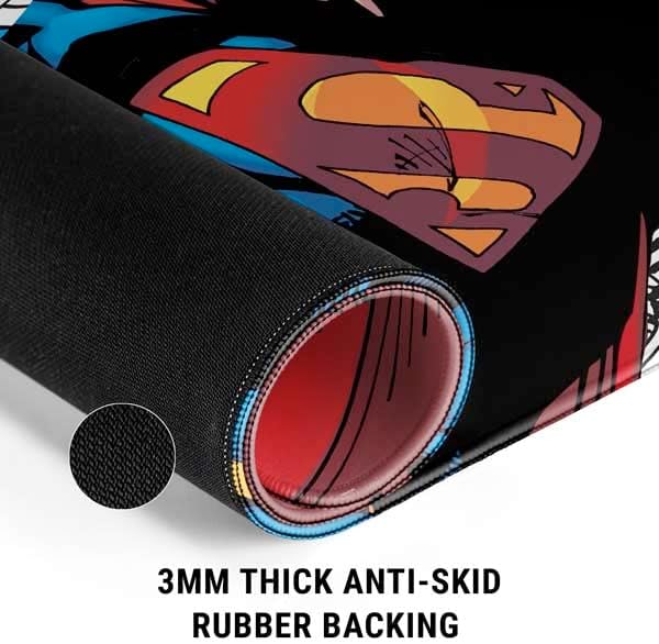 Skinit Large Gaming Mouse Pad - Officially Licensed Superman Super Speed Design with Stitched Edges, Waterproof, Non-Slip Rubber Base, Desk Mat for Keyboard & Mouse, 31.5" x 11.8" inches