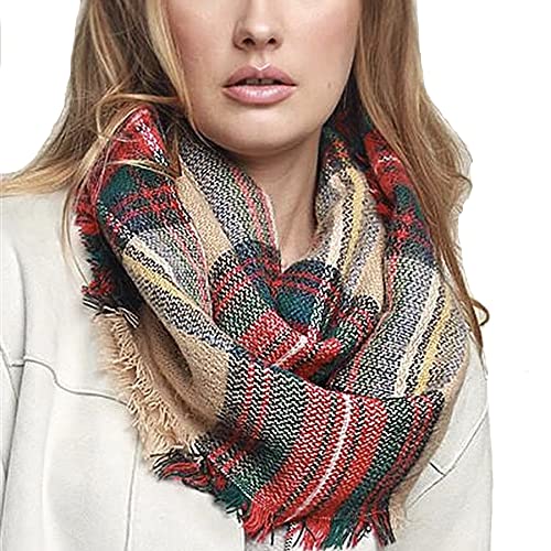 Roll Up Women's Cozy Warm Winter Plaid Tartan Checks Design infinity Scarf Scarves for Holidays