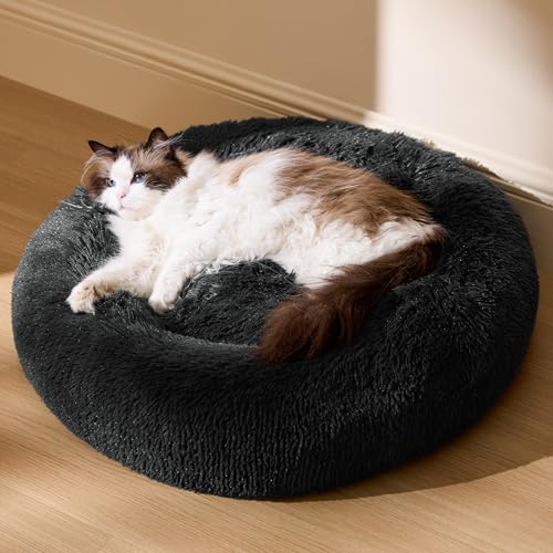 BEDSURE Katzenbett waschbar Flauschiges Hundebett - Ø 50 cm Rund Kissen, Katzenschlafplatz für...
