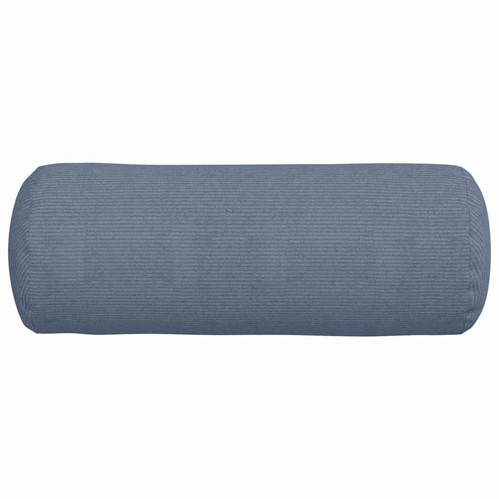 Poduszki bolster, 2 sztuki, niebieskie, Ø 25 x 70 cm, materiał sztruksowy, poduszki ozdobne na kanapę, sofę, do wnętrz, salonu, jadalni, zestaw