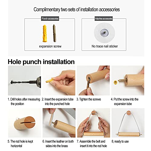 Toilet Paper Holder Brushed, Rustic Tissue Rolls Paper Holder Wall Mounted, Graceful and Natural Bathroom Accessories with Self-Adhesive Seamless Screw - Image 4