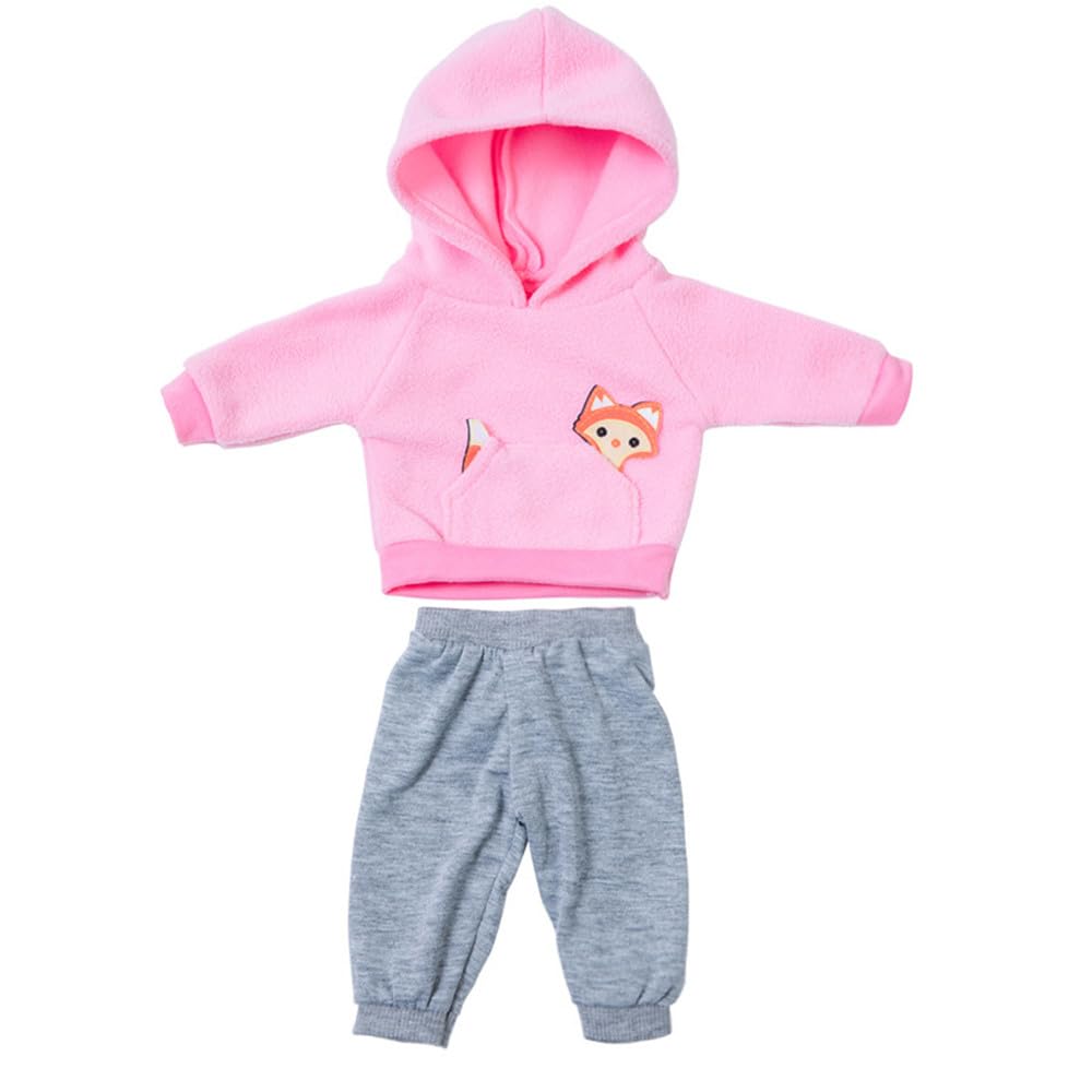 NIXNUT Doll Clothes Winter Sport Outfit Plush Hoodie Sweatshirt Top Slacks Sport Pants for American Girl Doll 18-inch with Fox Pattern