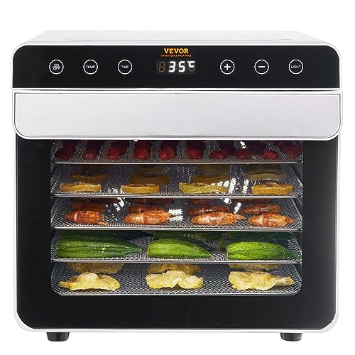 VEVOR Máquina Deshidratadora de Alimentos 6 Bandejas de Acero Inoxidable 700 W Deshidratador Eléctrico de Frutas y Verduras Temperatura Ajustable 35-85 °C Temporizador 0,5-48 h para Hierbas, Carne