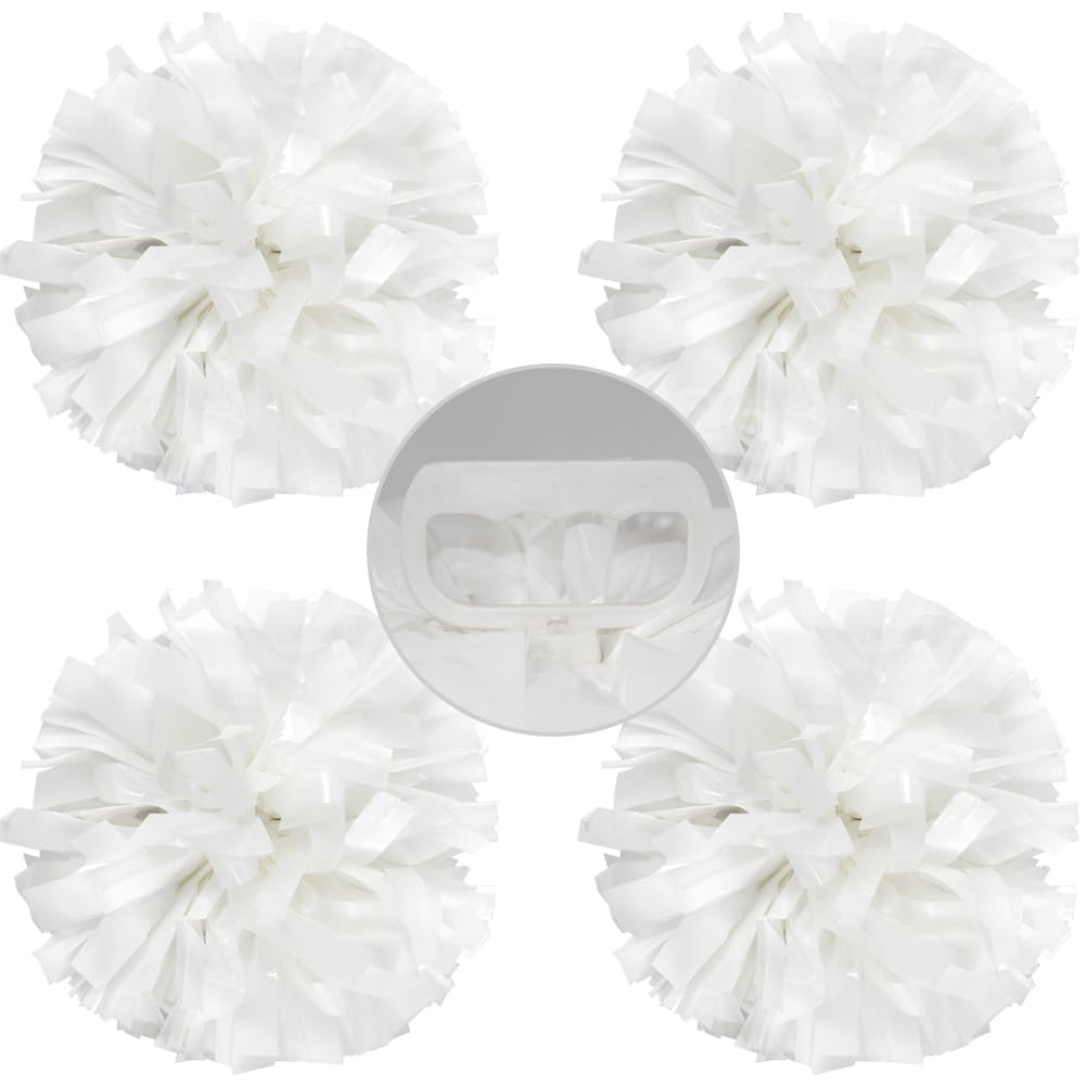 Lovecheer 4PCS Pom Poms Cheerleading with Handle Rings Metallic Plastic Cheer Pom Poms Sports Team Spirits Cheering Squad Dance Training