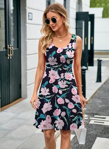 Image of Herou Summer Beach Dresses for Women A Line Sleeveless Tank Dress | Casual,Scoop Neck,Soft,Knee Length,Breathable