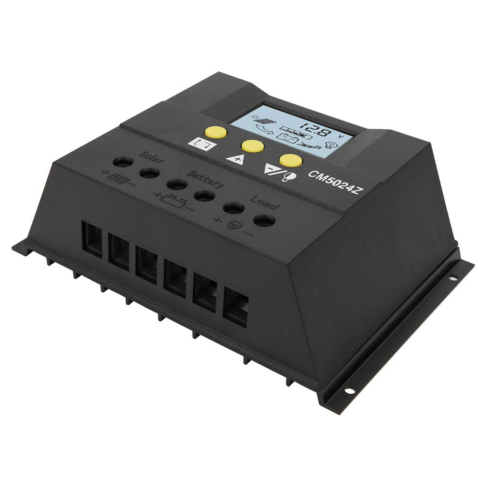 Controlador de Carga Solar CM5024 12V/24V 50A Pantalla LCD Panel Solar Batería Regulador Inteligente Parámetro Automático Compensación de Temperatura Ajustable