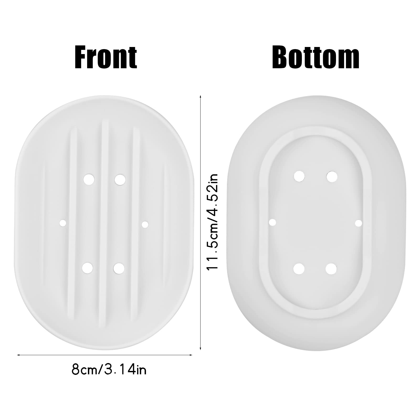Portasapone In Silicone 2 Pezzi - Vassoio Con Foro Di Drenaggio Per Bagno E Cucina, Bianco E Grigio - Foto 12