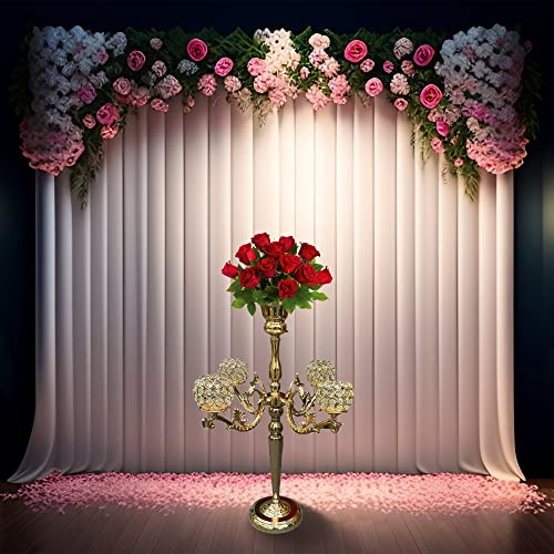 6189-Silky Silk 4 Arm Globe Crystal Bowl Candle Holder | Candelabra | Wedding Decoration centerpieces | Living Room Accents| Home Decor. (30