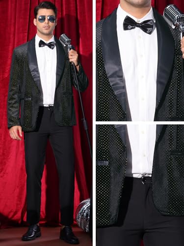 Lars Amadeus Sparkly Blazer for Men's Glitter Diamond Tuxedo Jacket Wedding Rhinestone Shiny Sports Coat4