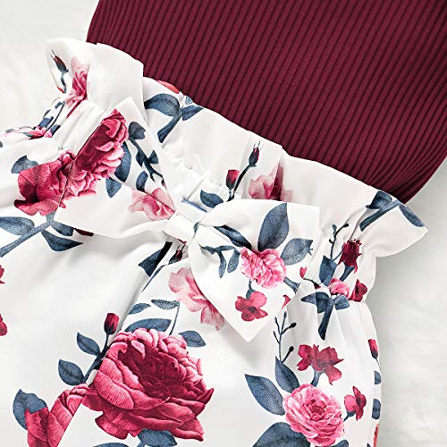 Image of Newborn Baby Girl Clothes Infant Girls Outfits Ruffle Sleeve Romper Bodysuit Floral Pants Toddler Baby Girl Outfits