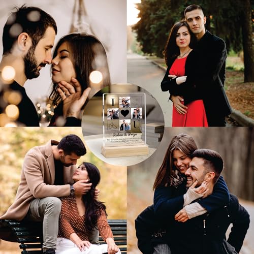 Image of Giftplease Customized Photo Frame with Wooden Stand | Transparent | Personalized Couple Picture Frame Gift for Girlfriend, Boyfriend, Husband, Wife |Anniversary, Wedding, Valentine s Day C 12
