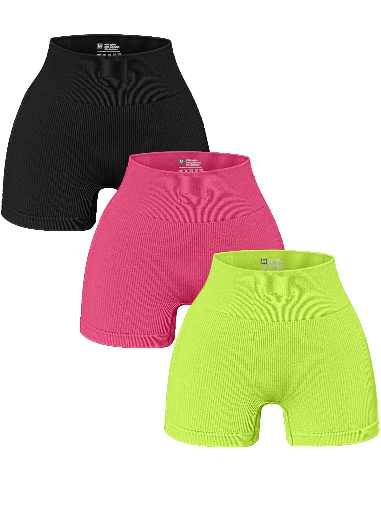 OQQ3 Piece for Women Yoga Shorts Workout Athletic Seamless High Wasit Gym Leggings