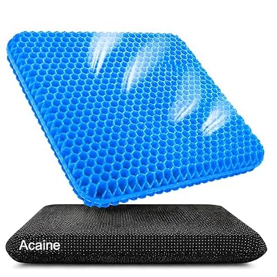 Acaine Extra Thick Large Pure Gel Seat Cushion for Long Sitting, Breathable Comfort Cushion for Back, Sciatica, Tailbone & Hip Pain Relief, Washable Portable Cushion for Office Chair, Car, Wheelchair