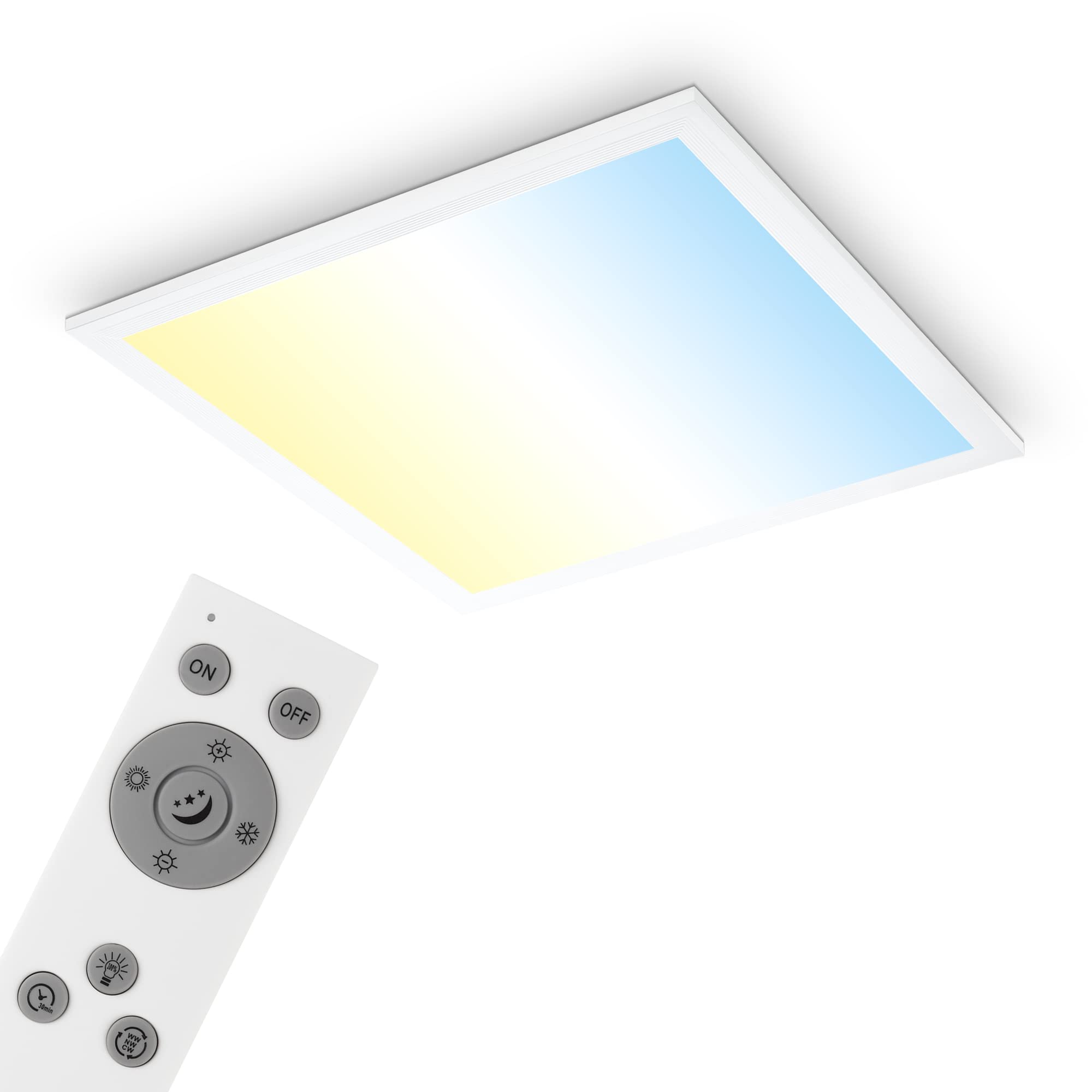 Briloner - LED Ceiling Light CCT, LED Ceiling lamp, Colour Temperature Control, dimmable, incl. Remote Control, White, 38 x 38 x 6