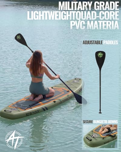 Image of 10'6''x33''Inflatable Stand Up Paddle Board, 400lbs Extra Wide Stand Up Paddleboard with Kayak Seat, Anti-Slip EVA Deck Premium SUP Accessories Kit, Non-Slip Stable Deck Boat