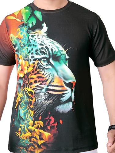 Image of Vintage Animal T Shirt for Men 3D Fierce Leopard Print T Shirt /Summer Short Sleeve Holiday T-Shirts Loose Clothing O-Neck Pullover /Cheetah Printed Attractive T Shirt