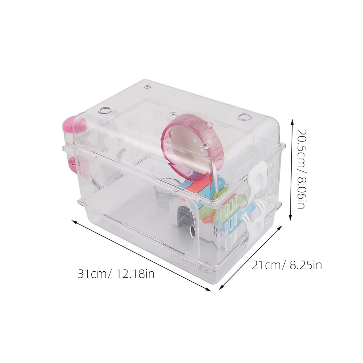 Cage à Hamster avec Roue d'exercice, Villa Acrylique Transparente