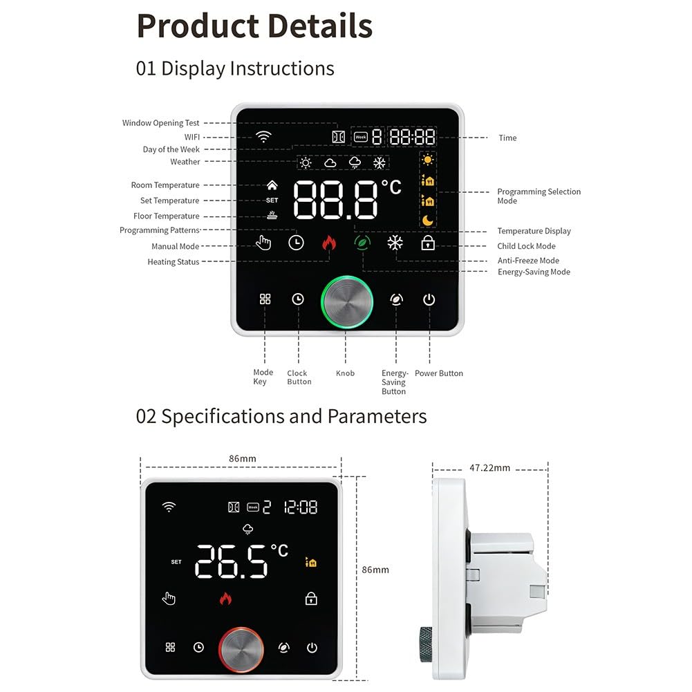 Para aplicación de calefacción eléctrica Tuya WiFi o componente S de almacenamiento prolongado (calefacción eléctrica)