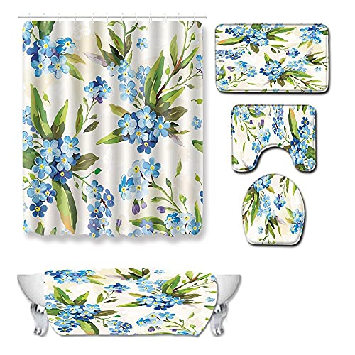 Claean-Acces-Home Toilettendeckelbezug Böhmischer Frühlingsraum Fünf-Teile Wc-Bodenvorhang Badetuch Wasserabsorbierende Matte-1_45 * 75 cm + 180 * 180 cm + 70 * 150