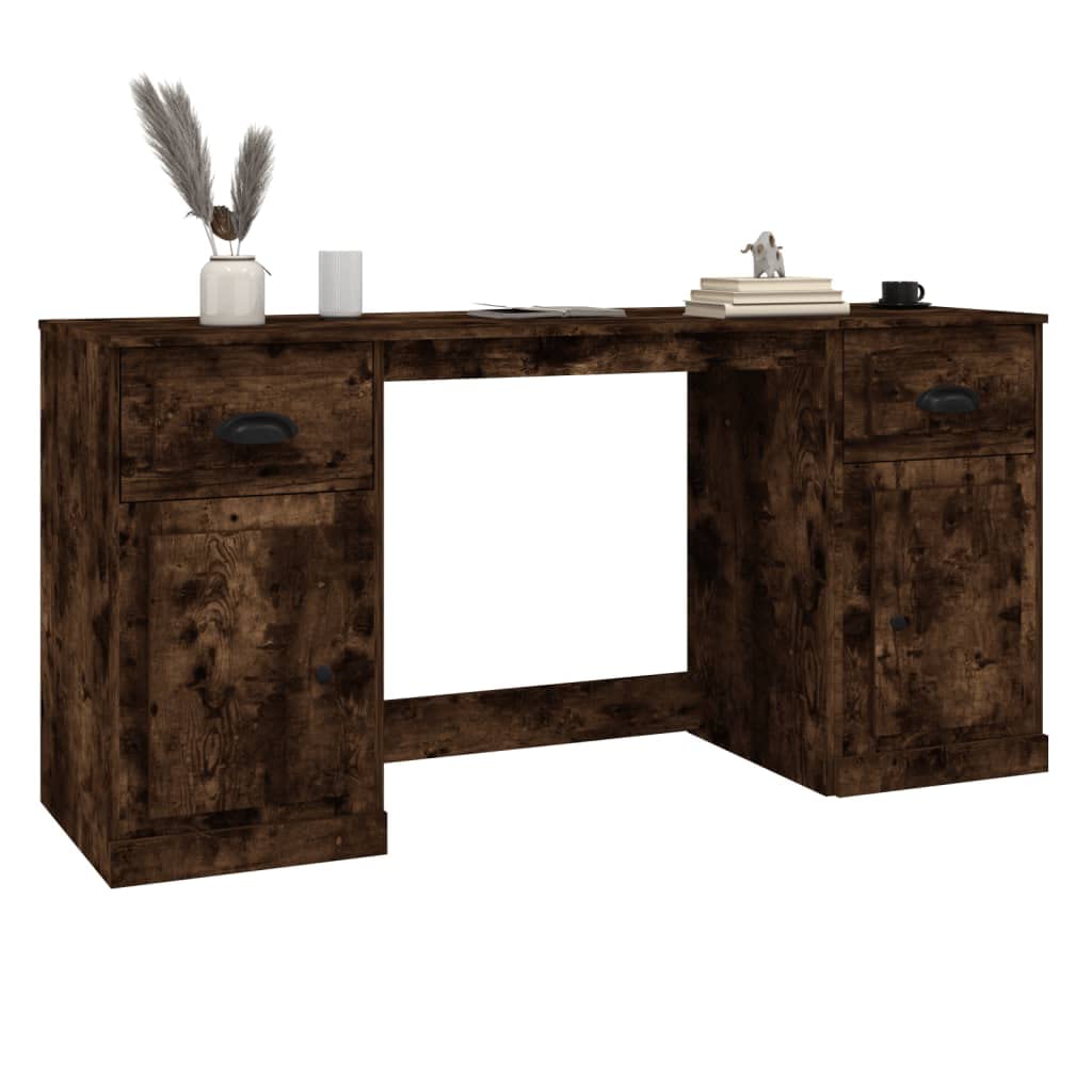 Scrivania con spazio di archiviazione, legno di incenso, 154,5 cm, scrivania per computer per ufficio e studio, stabile scrivania per casa, ufficio, con armadietto per libri e documenti