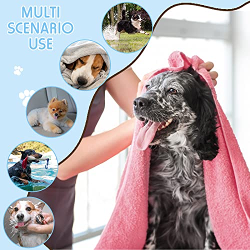 Image of Tudomro 14 Pcs 55 x 28 Inch Bulk Dog Towels Extra Large Quick Drying Towels Absorbent Bath Towel Pet Puppy Shower Supplies for Medium Large Dogs Cats, 7 Colors