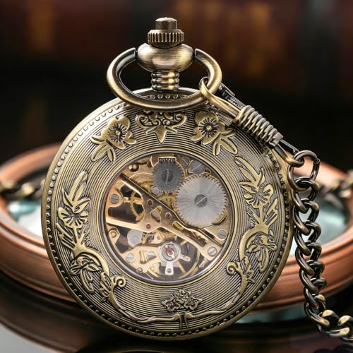Image of Pocket Watch Vintage Mechanical Pocket Watches with Chain Christmas Graduation Birthday Gifts Father's Day
