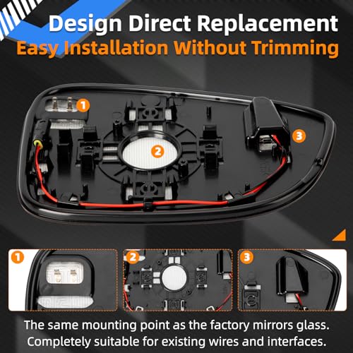Image of Driver Side Mirror Replacement for Honda Accord 2018 2019 2020 2021 2022 - Left Side Mirror Glass, Rear View Mirrors Glass with Power Heated & Blind Spot