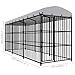BARULUOAKLIFE Large Dog Kennel Outdoor with Steel Frame and Polyethylene Canopy, Black and White Durable Weatherproof Pet Enclosure for Extra Large Breeds