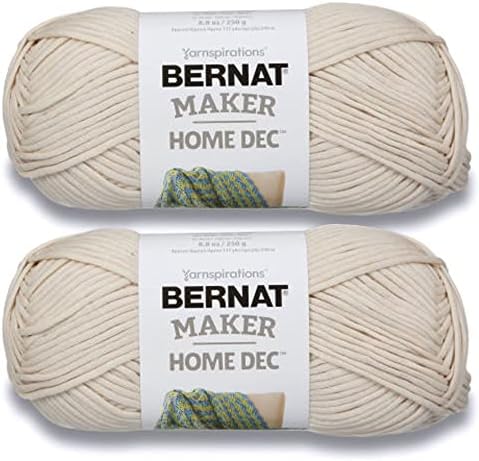 Bindertek Bernat Maker Home Dec Cream Yarn - 2 Pack of 250g/8.8oz - Cotton - 5 Bulky - 317 Yards - Knitting/Crochet, Ivory