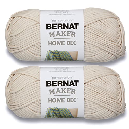 Image of Bernat Maker Home Dec Cream Yarn - 2 Pack of 250g /8.8oz - Cotton - 5 Bulky - 317 Yards - Knitting /Crochet, Cream