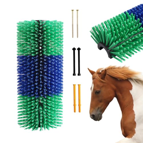 Livestock Scratch Brush, Cow Scratcher Full Massage Brush with Screws, Livestock Grooming Brush for Cattle/Horse/Sheep/Goat/Pig, Livestock Supplies Itch Relief, 17.12'' x7.48'' Cow Scratching Post