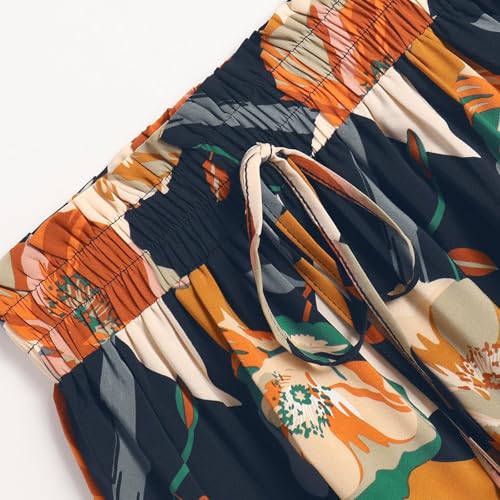 Long Skirts for Women Summer Floral Flowy Maxi Skirt Pleated High Waisted A Line Skirts Trendy Smocked Waist Skirt4