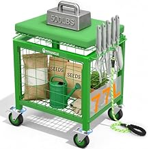 Rolling Garden Work Seat with Wheels, 500 Lbs Garden Cart with Seat, Heavy Duty Metal Rolling Garden Stool with Wheels for Seniors, Lawn, Patio, Backyard Gardening Outdoor Use 3 in 1, Green