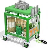 3 IN 1 Rolling Garden Cart with Kneeler and Seat on Wheels, Heavy Duty 500 Lbs Upgraded Garden Work Seat, Metal Garden Stools for Seniors, Multifunctional for Lawn/Patio/Backyard Outdoor Use