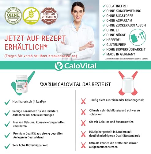 CaloVital Trinkmahlzeit als Aufbaunahrung zum Zunehmen | Trinknahrung hochkalorisch für schnelle Gewichtszunahme [PROBIERPAKET INKL. GRATIS SHAKER] 9er Pack Frucht & Dessert, je 50 g Pulver