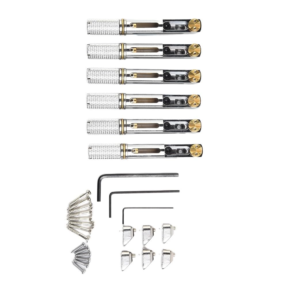 Puente de guitarra sin cabeza para guitarras eléctricas de repuesto de 6 cuerdas, kit de accesorios de trémolo de metal con tornillos y llave, estable para un rendimiento de mano de obra fina