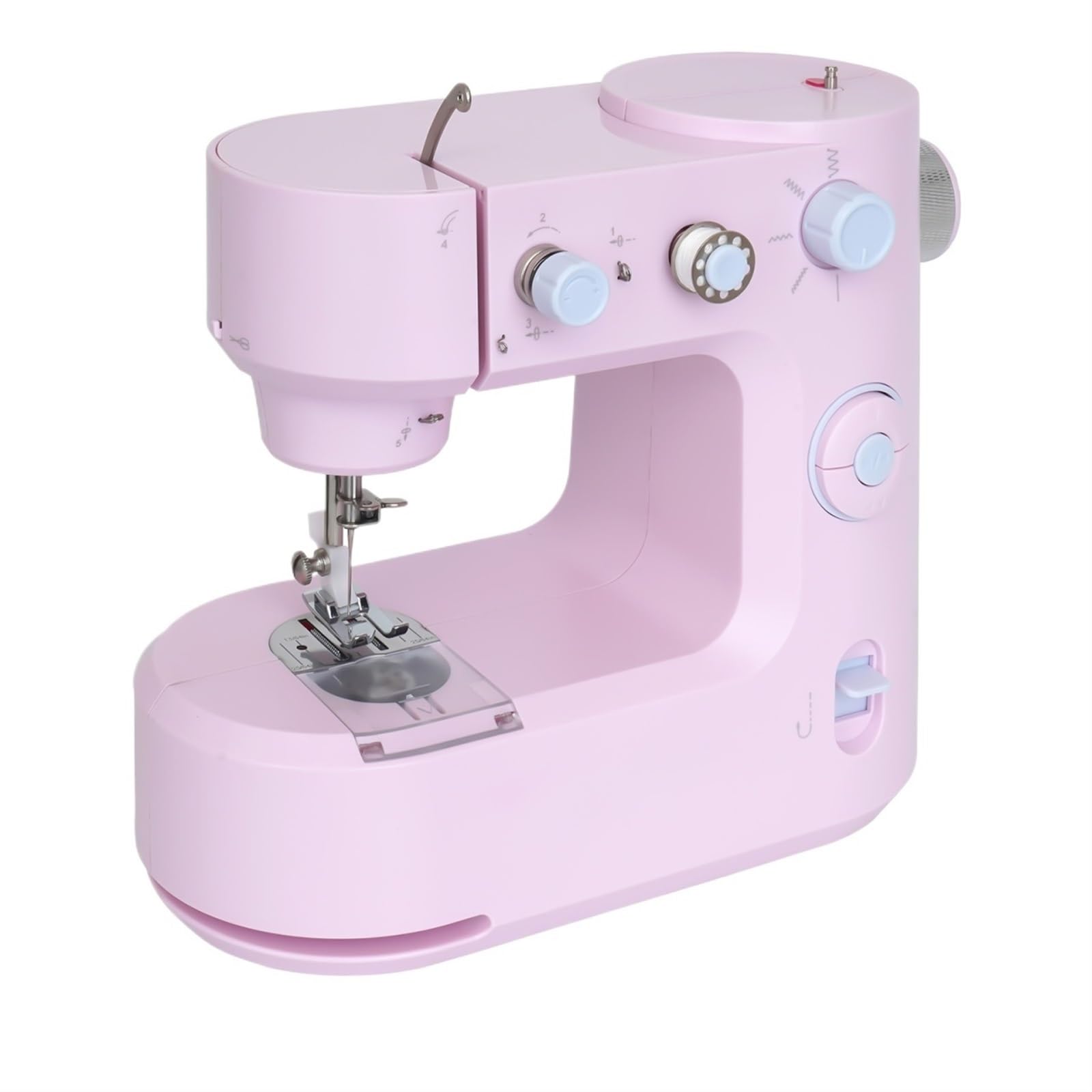 Edede Roze Sewing Machine, Portable Sewing Machine Electric Mini Stitch Mending Crafting Led Light 5 Stitch Application(Roze)