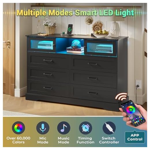 Stylish 6 Drawer LED Farmhouse Dresser