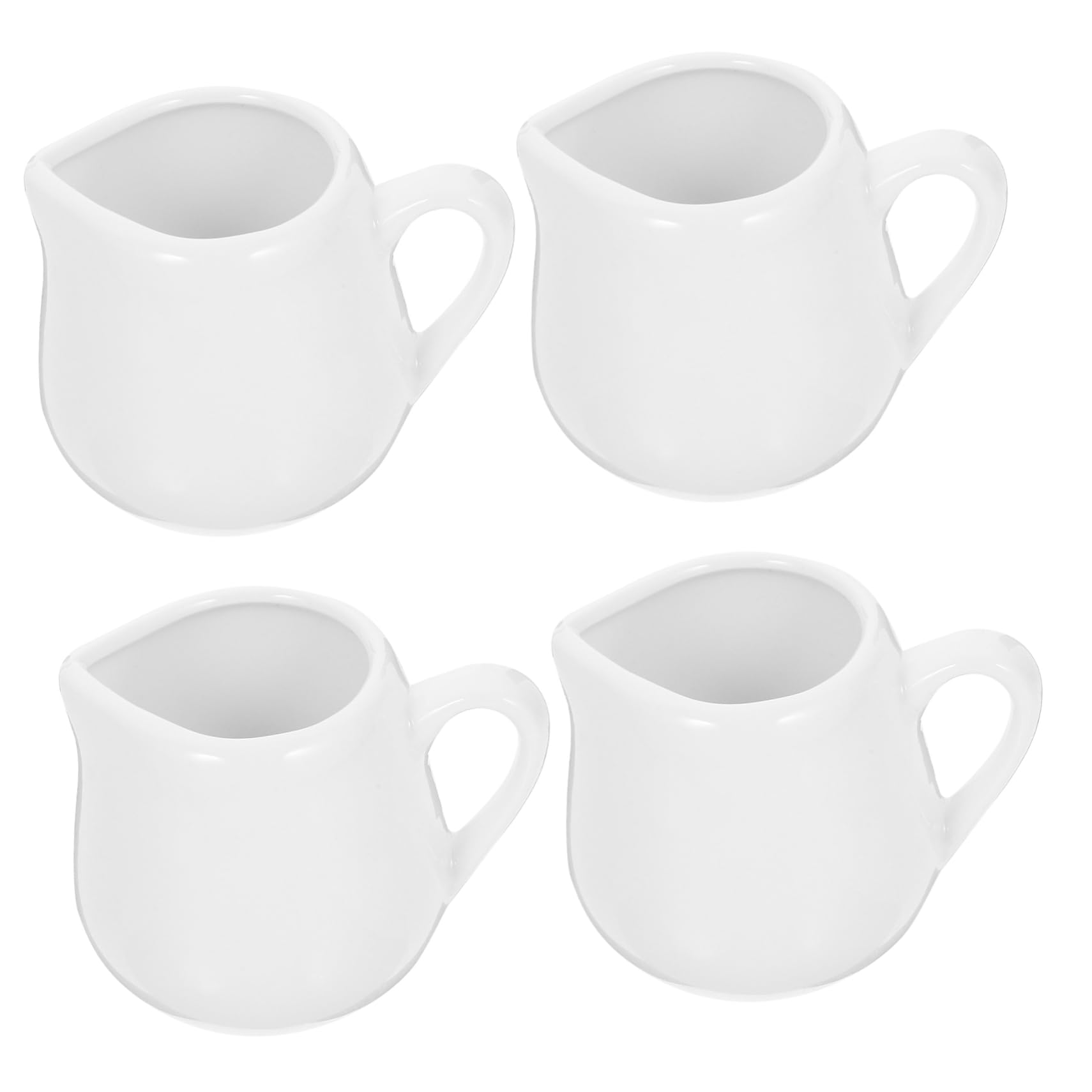 KICHOUSE Ceramic Sauce Jugs 4 Pcs Mini Milk Jugs Kitchen Storage Comfort Grip Handle