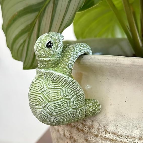 Image of The Decorshed Cute Climbing Tortoise Flower Pot Hugger Figurines Resin Hanging Turtle Statue Planter Pot Decorations for Home Garden Fence Balcony Patio Lawn Yard Ornaments(Pack of 1)