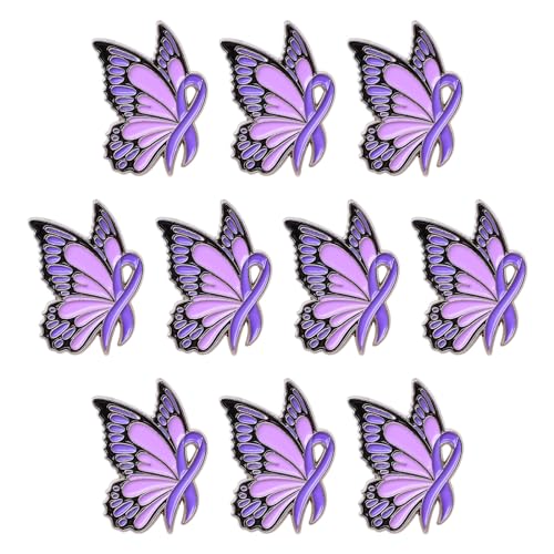 Opiniones de Pintura para Ropa Mariposa los mejores 10. 45 WANDIC - Pin de cinta morada, 10 unidades, diseño de mariposa, violencia doméstica, lupus Alzheimers, broches de concienciación sobre el cáncer de páncreas, insignias de...