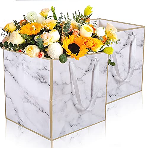 Yerpkefey 2 bolsas de regalo extra grandes de 11.8 pulgadas, bolsa de papel grande de mármol con asa, bolsa de regalo gigante cuadrada XL, bolsa de regalo grande de boda, enorme bolsa de regalo