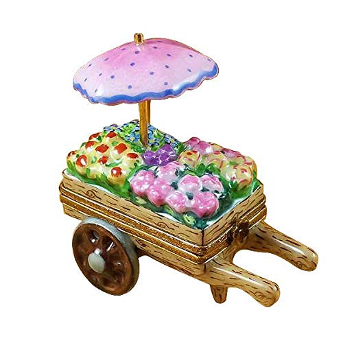 FLOWER CART - LIMOGES BOX AUTHENTIC PORCELAIN FIGURINE FROM FRANCE