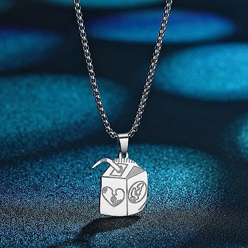 Stainless Steel Juice Box Necklace Hip Hop Necklace Streetwear Necklace for Men and Women3