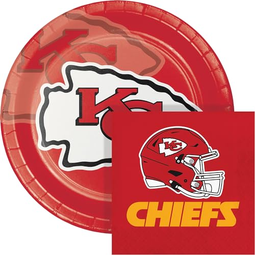 Trendware Kansas City Chiefs Paper Plate and Napkin Party Kit 72 ct Officially Licensed